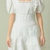 ENDLESS ROSE Lace Dresses | White Dresses*- Lace Fit-and-Flare Mini Dress