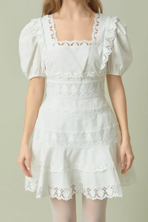 ENDLESS ROSE Lace Dresses | White Dresses*- Lace Fit-and-Flare Mini Dress