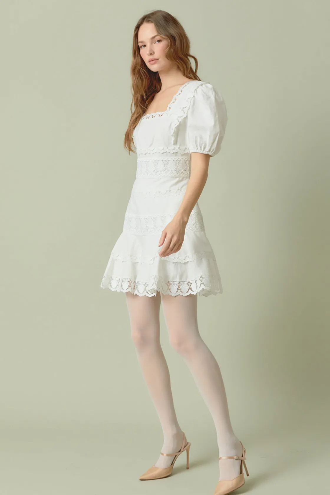 endless_rose__lace_fitand_1.webp ENDLESS ROSE Lace Dresses | White Dresses*- Lace Fit-and-Flare Mini Dress