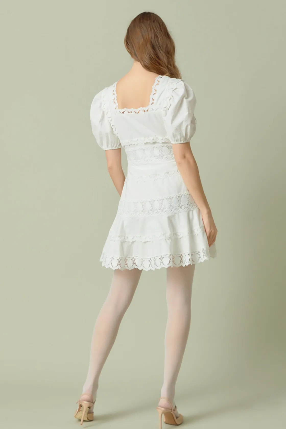 endless_rose__lace_fitand_2.webp ENDLESS ROSE Lace Dresses | White Dresses*- Lace Fit-and-Flare Mini Dress