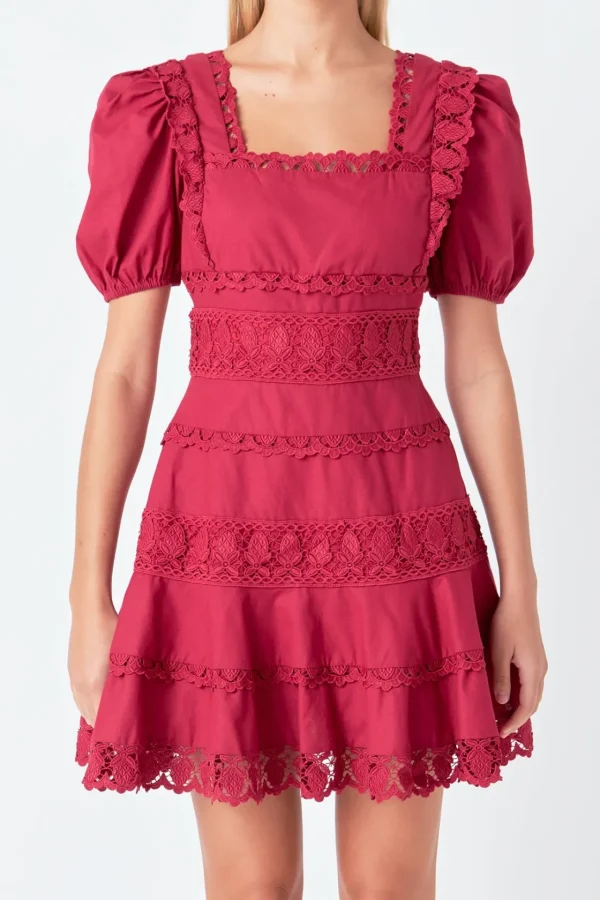 ENDLESS ROSE Lace Dresses | White Dresses*- Lace Fit-and-Flare Mini Dress