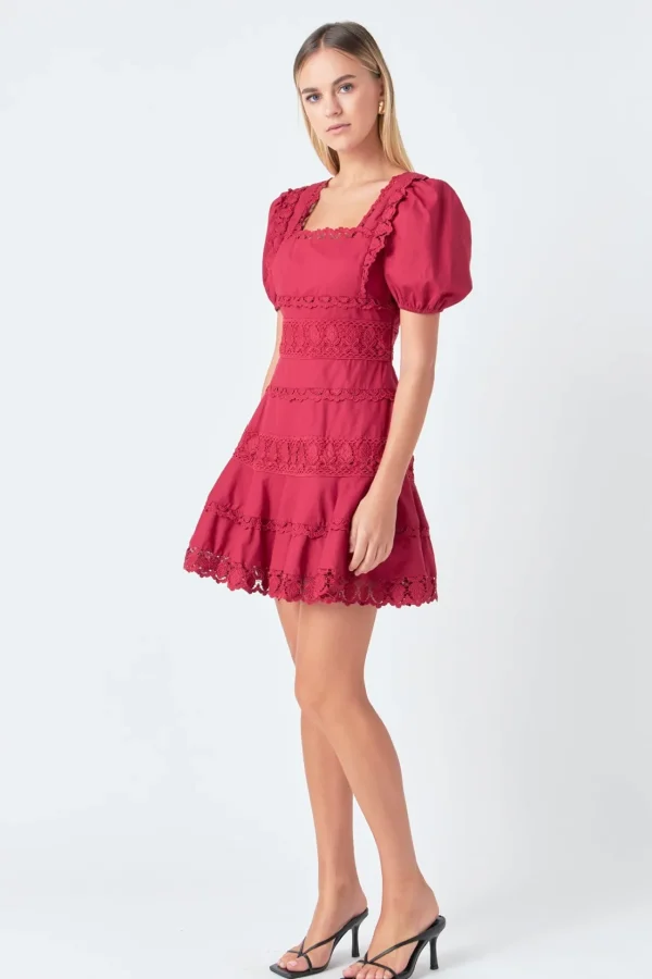 ENDLESS ROSE Lace Dresses | White Dresses*- Lace Fit-and-Flare Mini Dress