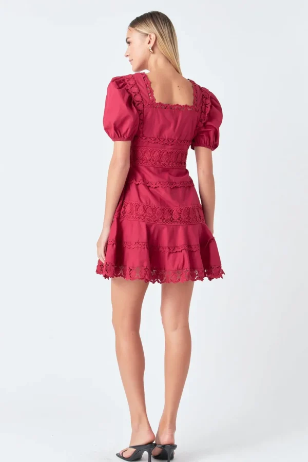 ENDLESS ROSE Lace Dresses | White Dresses*- Lace Fit-and-Flare Mini Dress