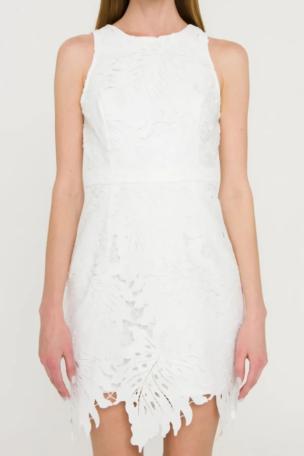 ENDLESS ROSE Lace Dresses | Tops*- Lace Fitted Mini Dress WHITE