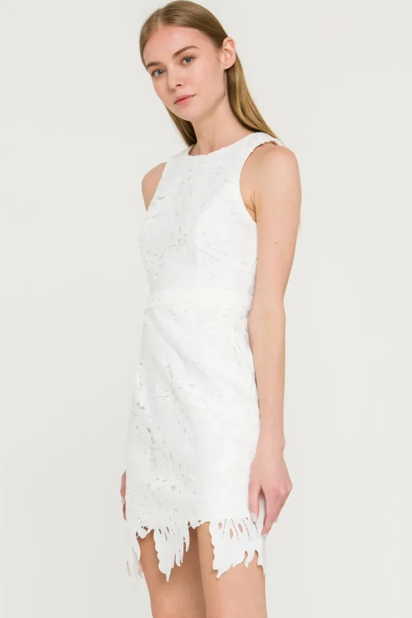 ENDLESS ROSE Lace Dresses | Tops*- Lace Fitted Mini Dress WHITE