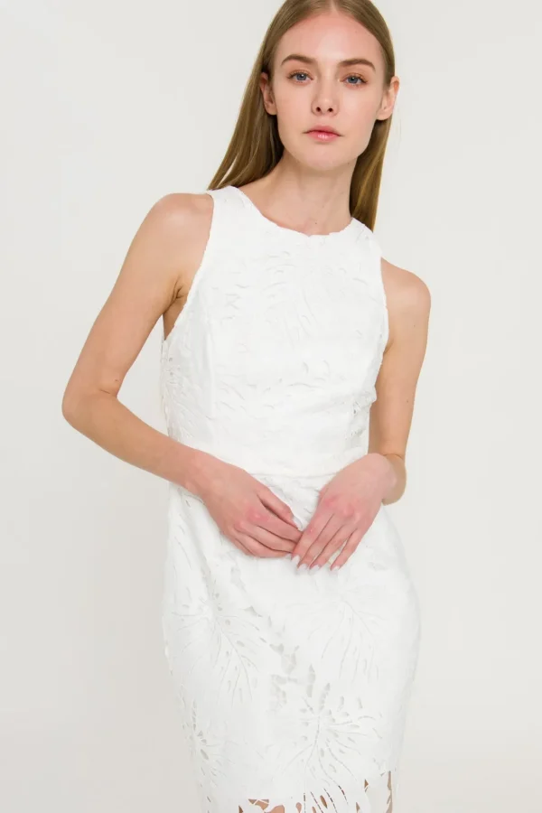 ENDLESS ROSE Lace Dresses | Tops*- Lace Fitted Mini Dress WHITE