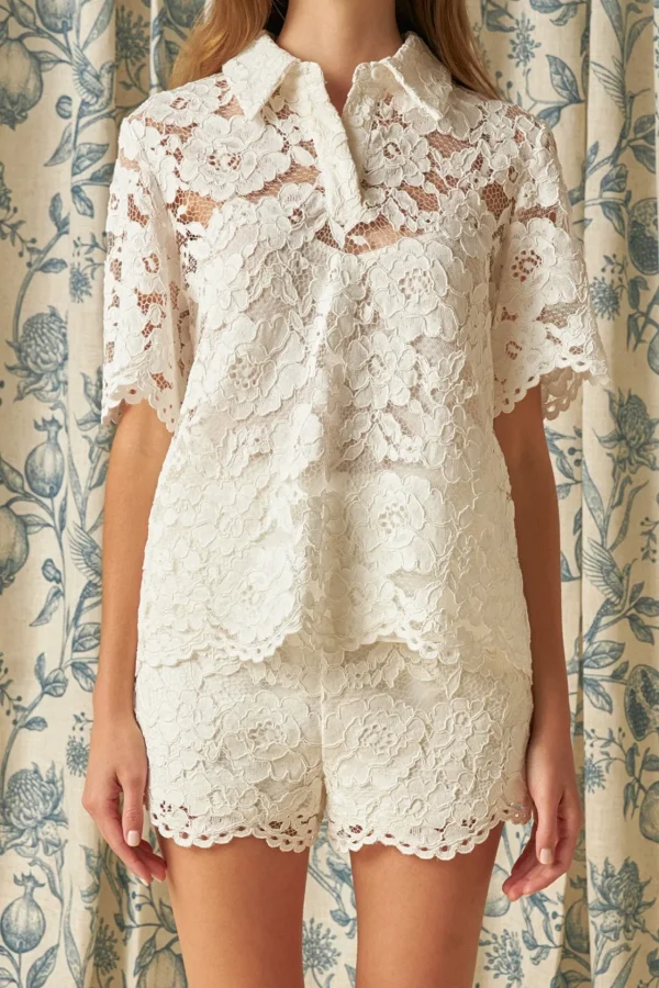 ENDLESS ROSE Shirts & Blouses | Tops*- Lace Half Sleeves Top