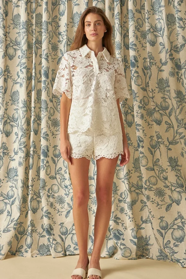 ENDLESS ROSE Shirts & Blouses | Tops*- Lace Half Sleeves Top