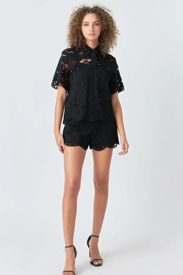 ENDLESS ROSE Shirts & Blouses | Tops*- Lace Half Sleeves Top