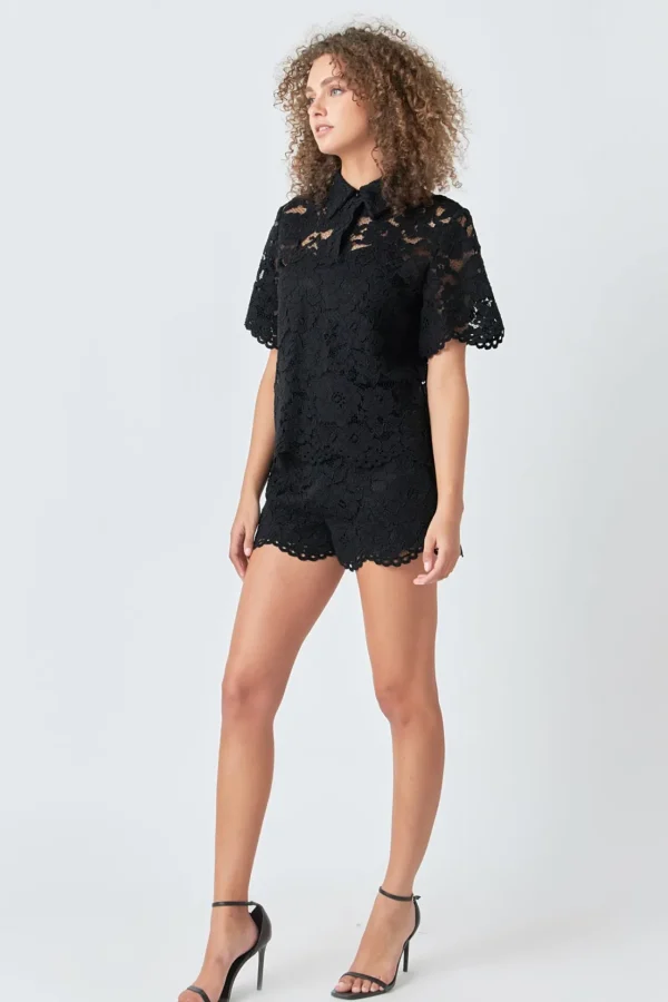 ENDLESS ROSE Shirts & Blouses | Tops*- Lace Half Sleeves Top
