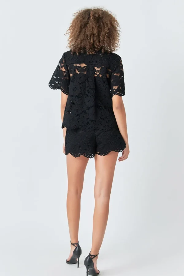 ENDLESS ROSE Shirts & Blouses | Tops*- Lace Half Sleeves Top