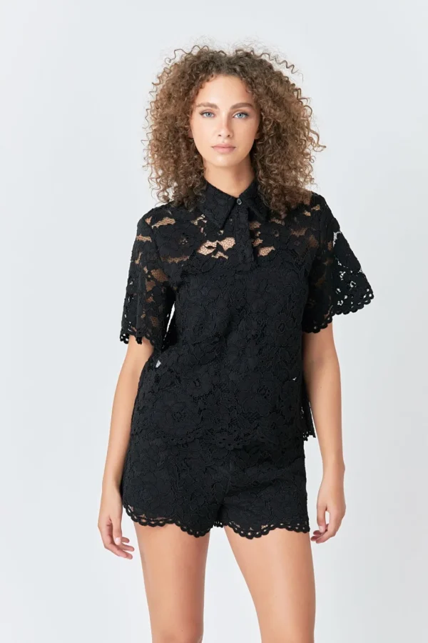 ENDLESS ROSE Shirts & Blouses | Tops*- Lace Half Sleeves Top