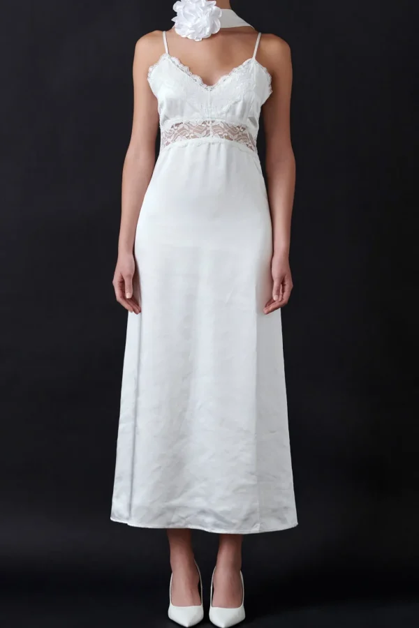 ENDLESS ROSE Lace Dresses | White Dresses*- Lace Maxi Slip WHITE