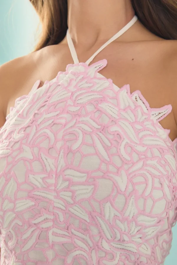 ENDLESS ROSE Lace Dresses | Tops*- Lace Mini Dress WHITE/PINK