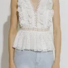 ENDLESS ROSE Tops*- Lace Peplum Top WHITE