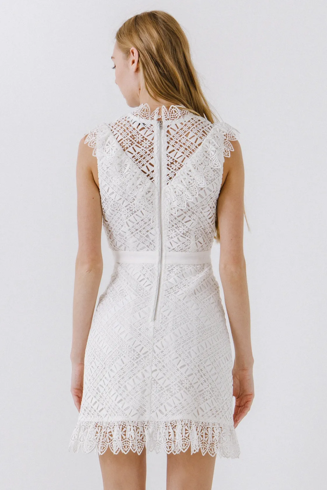 endless_rose__lace_ruffle_2.webp ENDLESS ROSE Lace Dresses | Tops*- Lace Ruffled Mini Dress WHITE