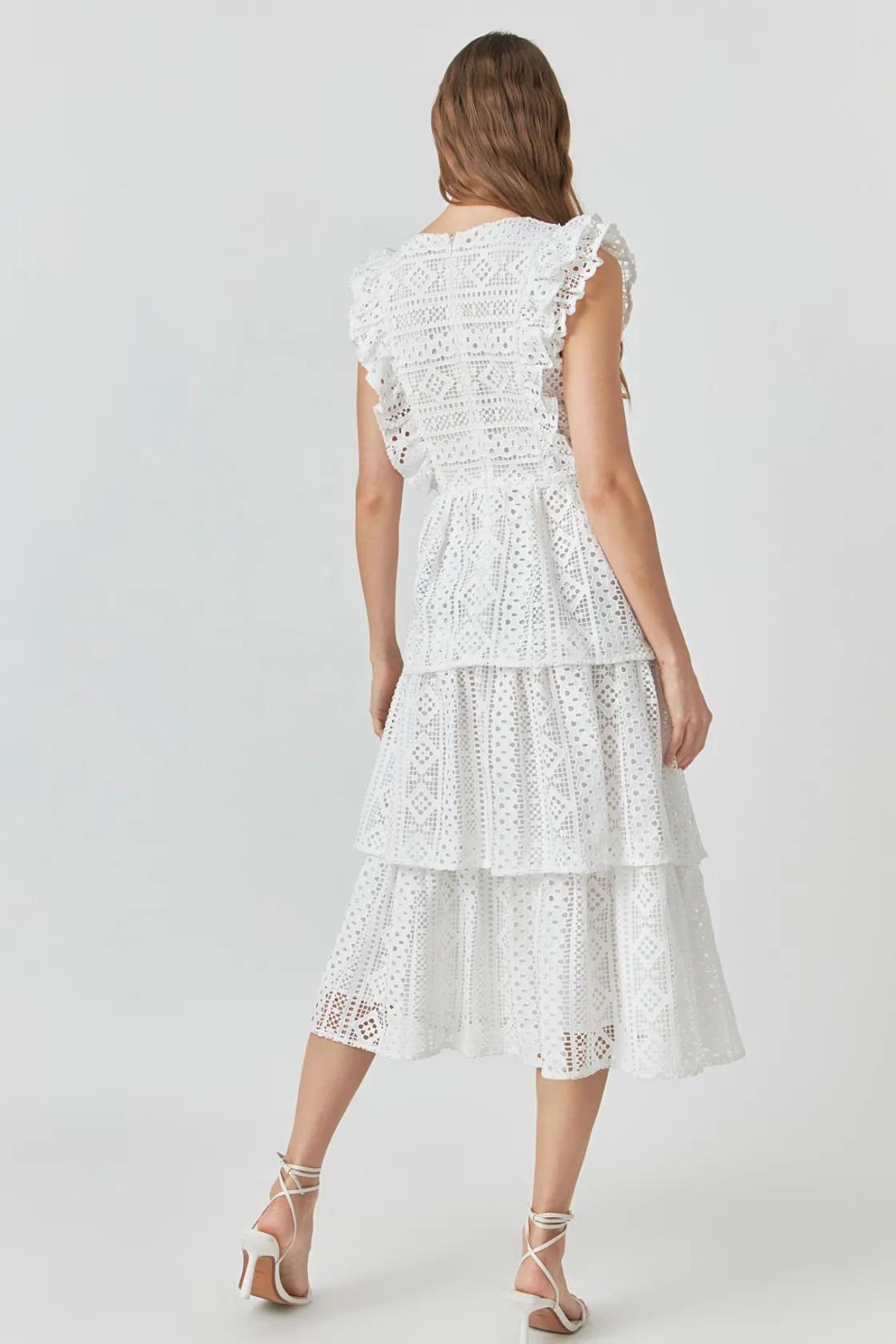 endless_rose__lace_tiered_2.webp ENDLESS ROSE Lace Dresses | White Dresses*- Lace Tiered Midi Dress WHITE