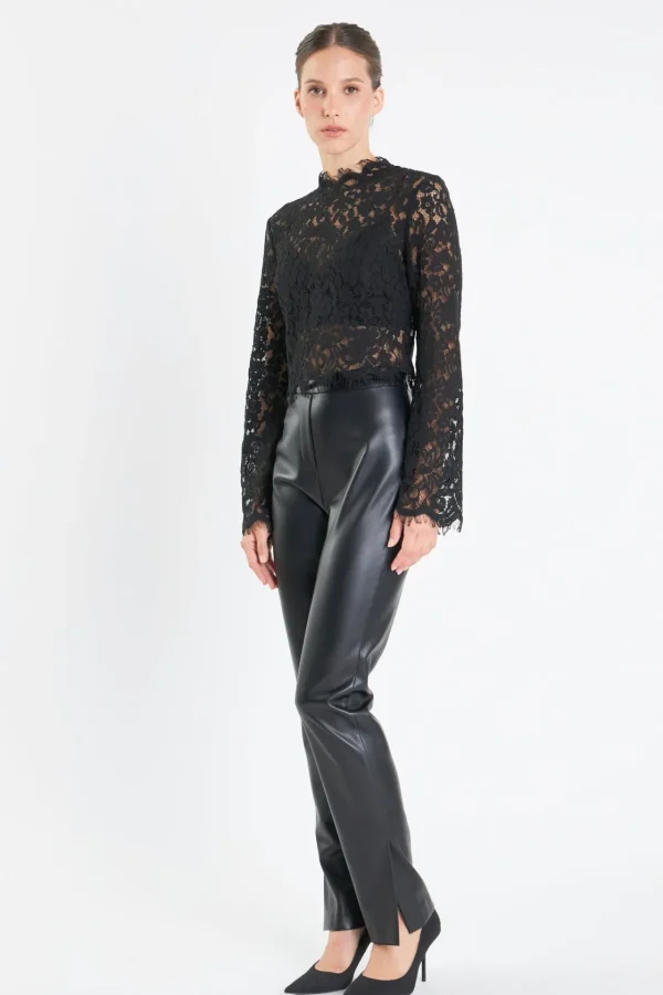 ENDLESS ROSE Tops*- Lace Top BLACK