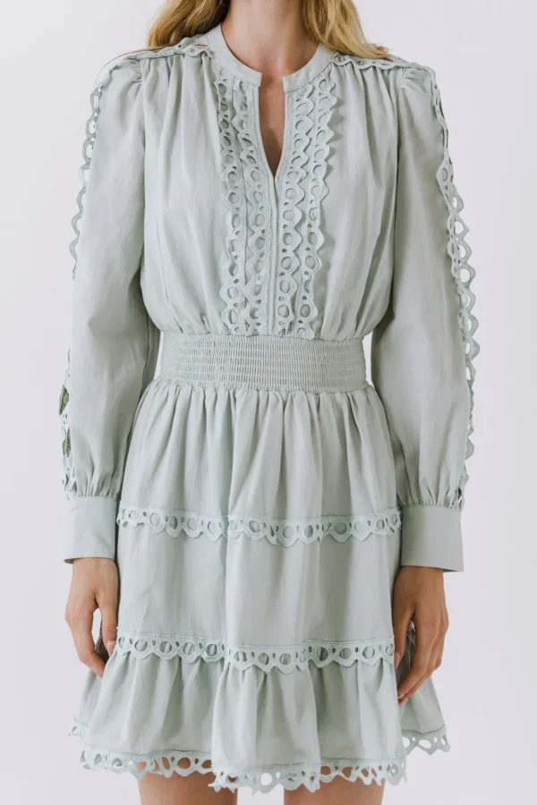 ENDLESS ROSE Lace Dresses | White Dresses*- Lace Trim Mini Dress