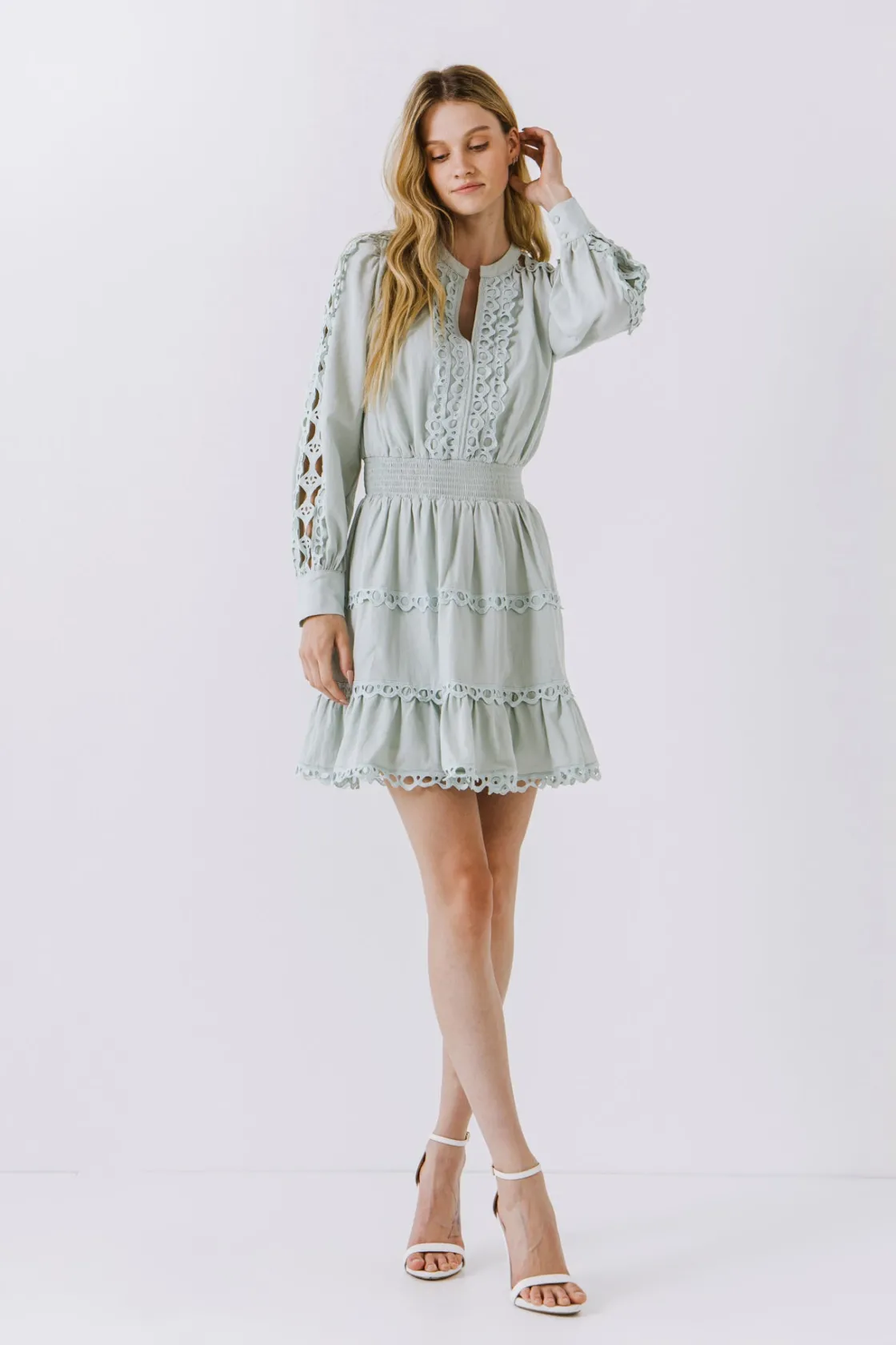 endless_rose__lace_trim_m_12.webp ENDLESS ROSE Lace Dresses | White Dresses*- Lace Trim Mini Dress