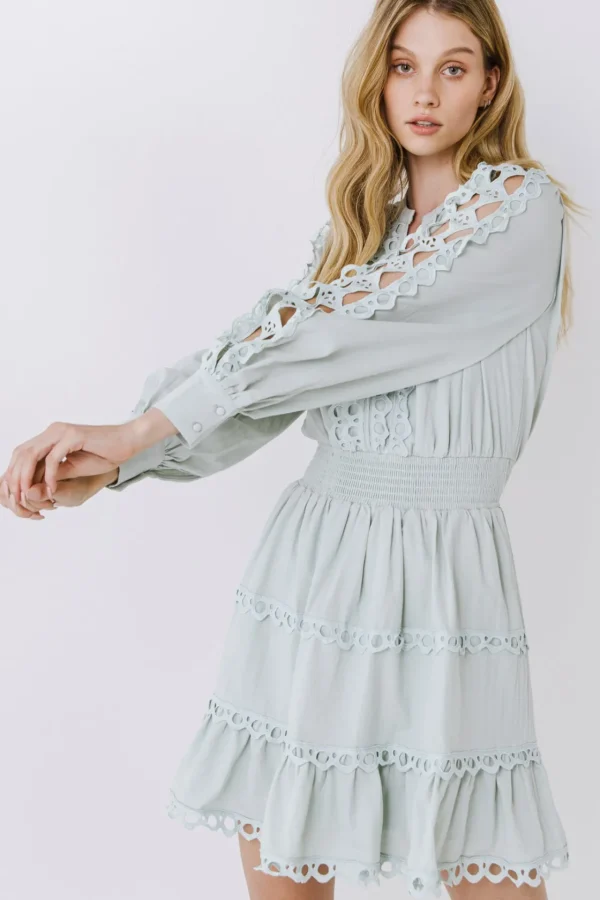 ENDLESS ROSE Lace Dresses | White Dresses*- Lace Trim Mini Dress