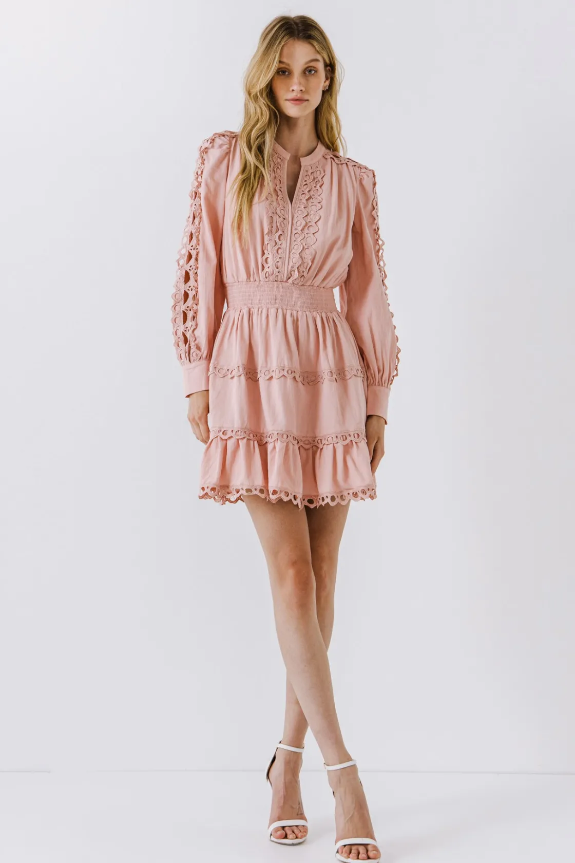 endless_rose__lace_trim_m_14.webp ENDLESS ROSE Lace Dresses | White Dresses*- Lace Trim Mini Dress