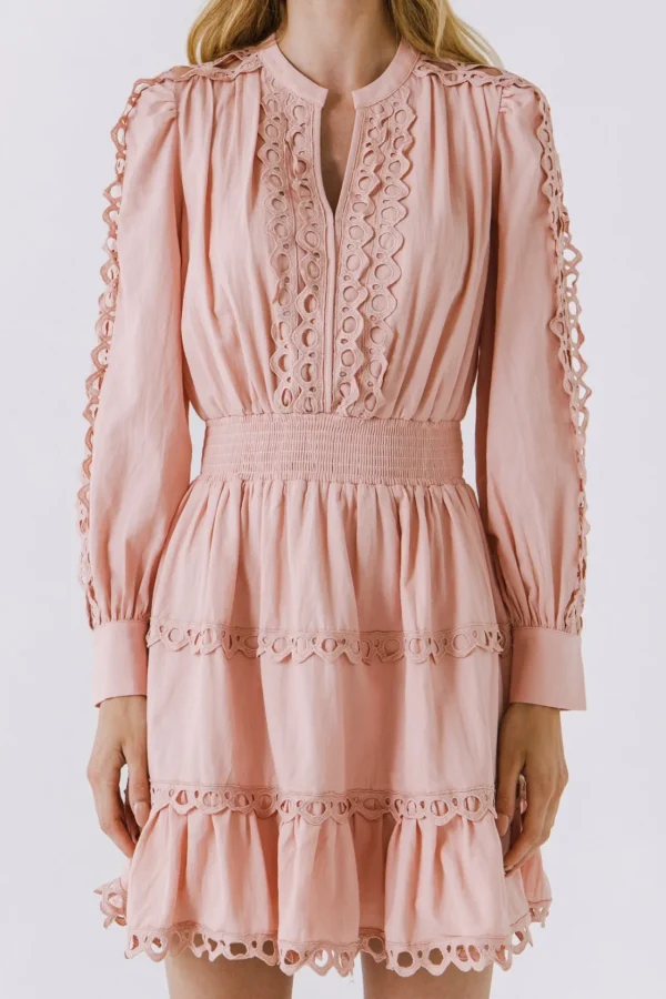 ENDLESS ROSE Lace Dresses | White Dresses*- Lace Trim Mini Dress