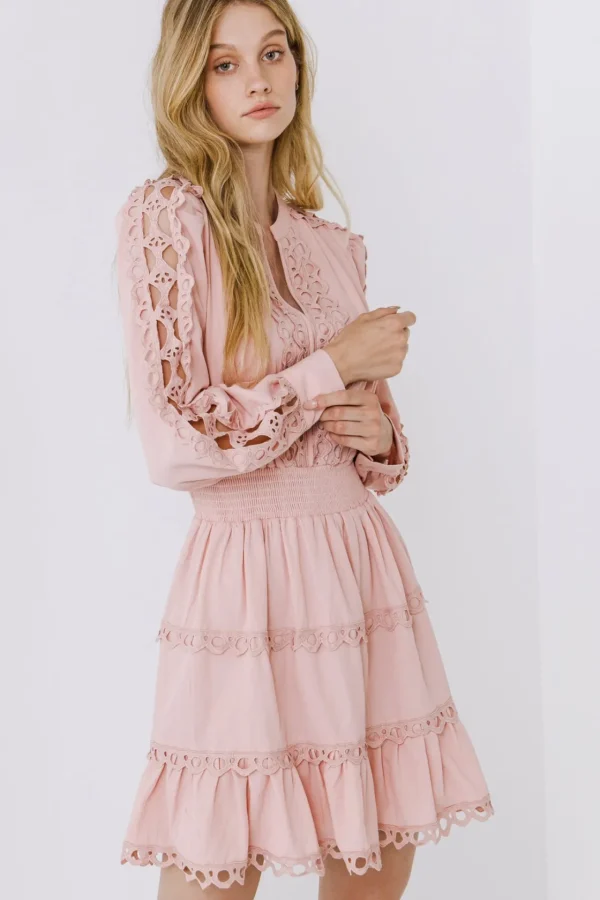 ENDLESS ROSE Lace Dresses | White Dresses*- Lace Trim Mini Dress