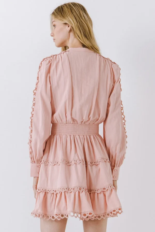 ENDLESS ROSE Lace Dresses | White Dresses*- Lace Trim Mini Dress