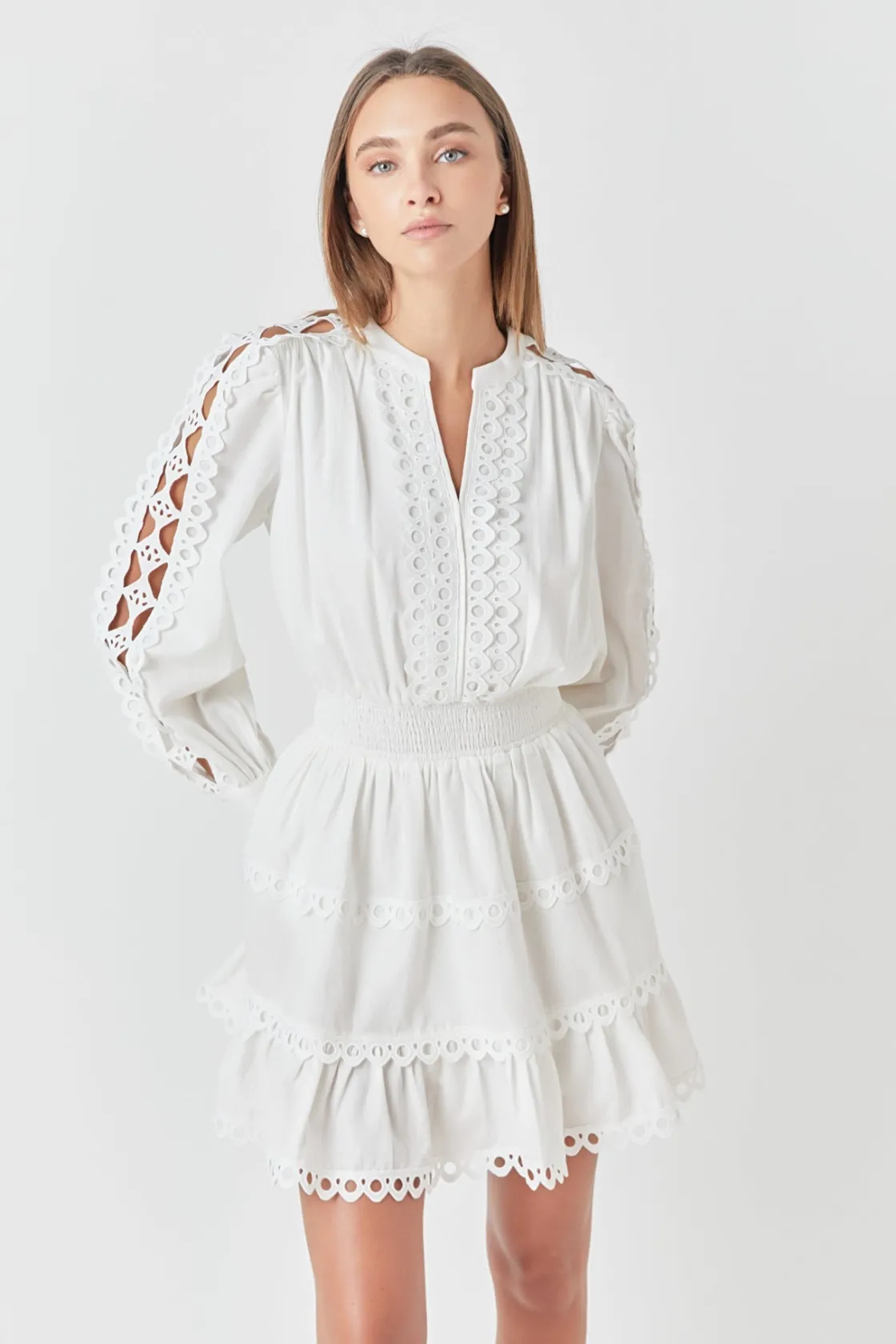 endless_rose__lace_trim_m_8.webp ENDLESS ROSE Lace Dresses | White Dresses*- Lace Trim Mini Dress