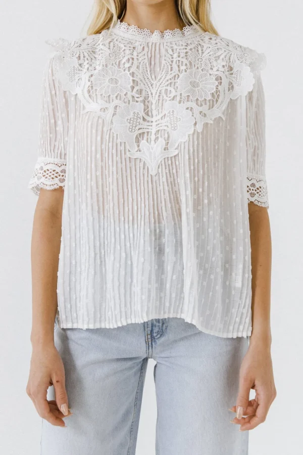 ENDLESS ROSE Shirts & Blouses | Tops*- Lace Trim Woven Blouse