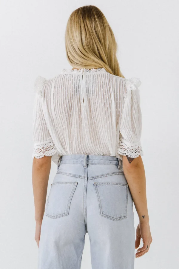ENDLESS ROSE Shirts & Blouses | Tops*- Lace Trim Woven Blouse