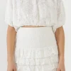 ENDLESS ROSE Tops*- Laced Bubble Cropped Blouse WHITE