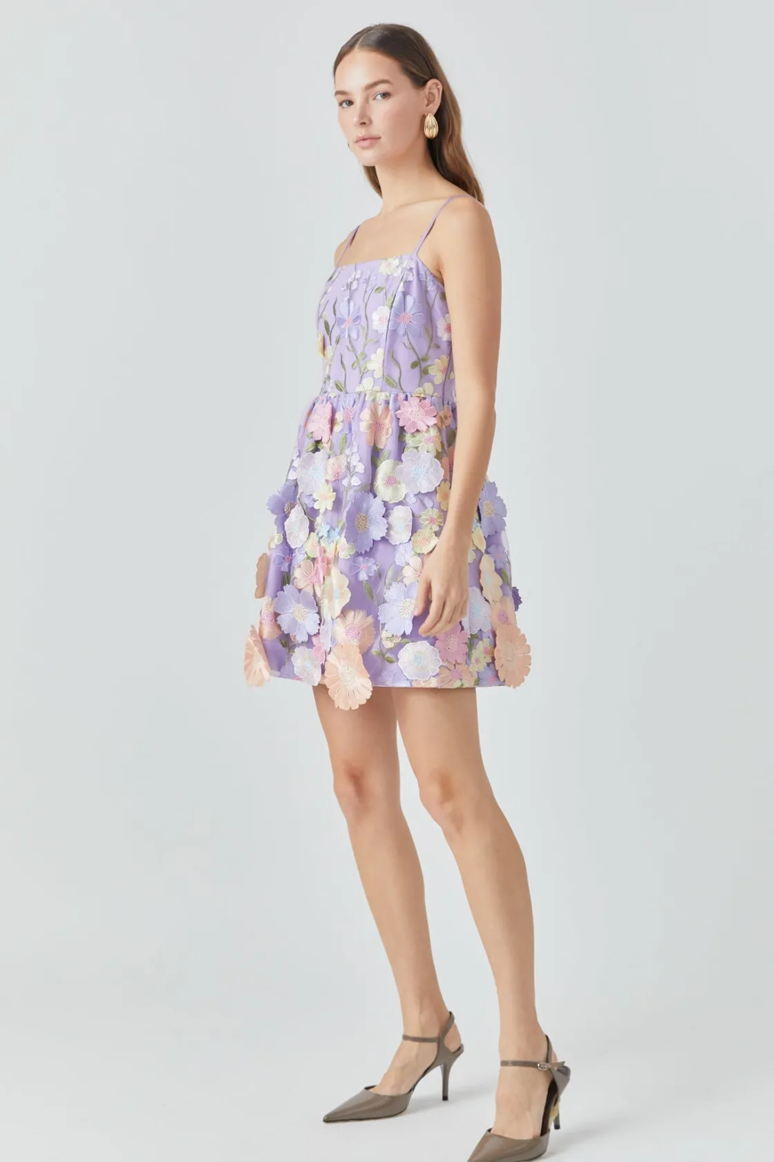 endless_rose__lavender_fl_1.webp ENDLESS ROSE Floral Dresses | Tops*- Lavender Floral Bloom Embroidered Mini Dress LILAC