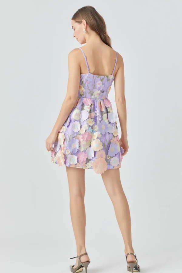 ENDLESS ROSE Floral Dresses | Tops*- Lavender Floral Bloom Embroidered Mini Dress LILAC