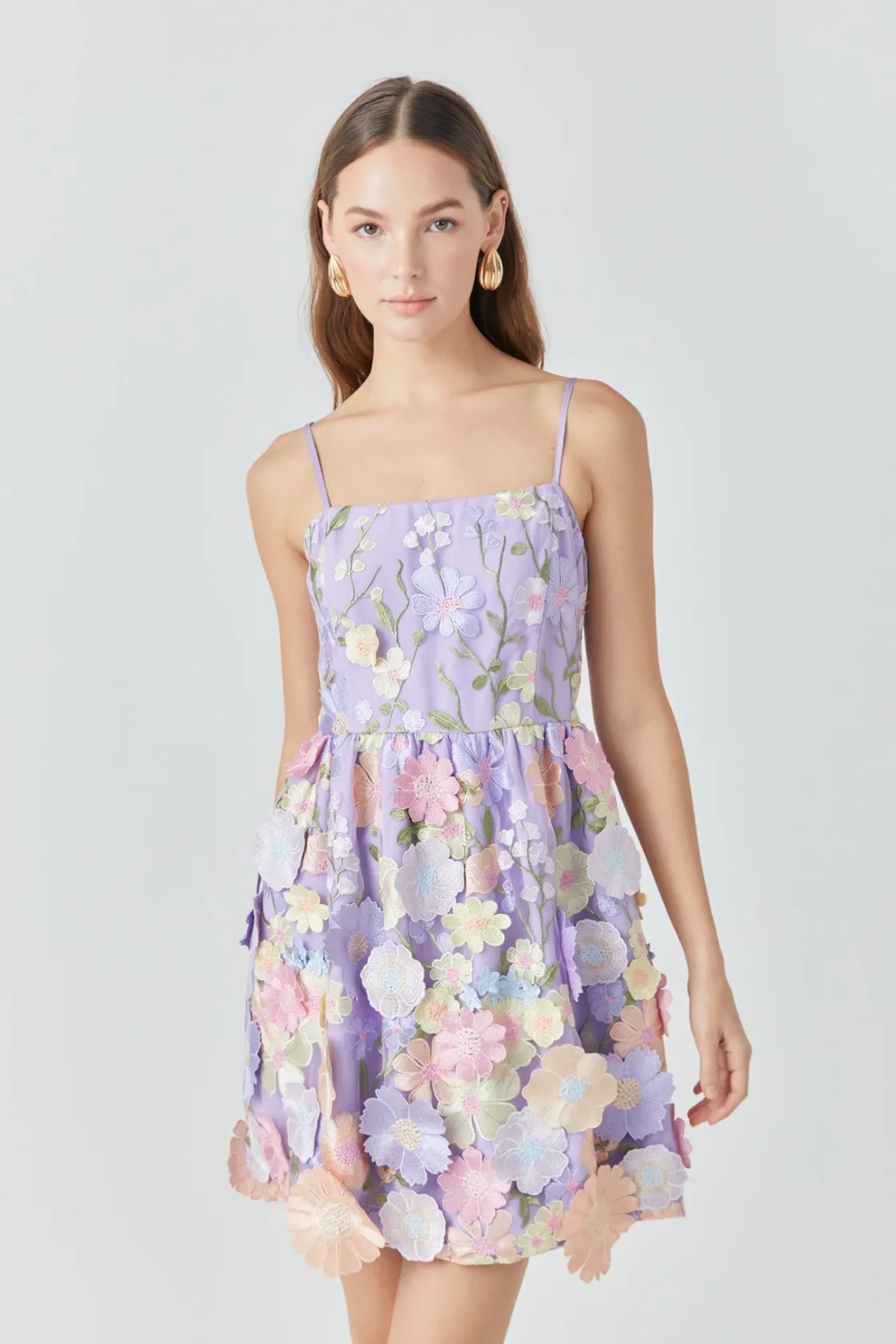 endless_rose__lavender_fl_3.webp ENDLESS ROSE Floral Dresses | Tops*- Lavender Floral Bloom Embroidered Mini Dress LILAC