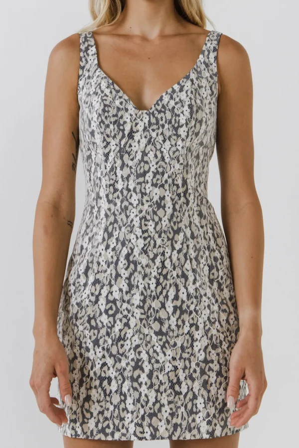 ENDLESS ROSE Lace Dresses | Bodycon Dresses*- Leopard Fitted Lace Dress BLUEMULTI
