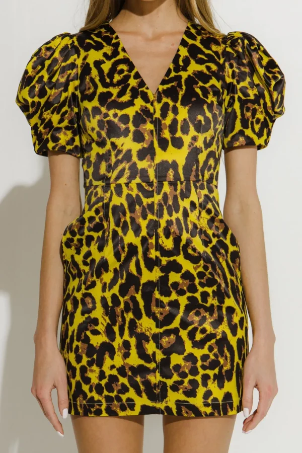 ENDLESS ROSE Tops*- Leopard Print Mini Dress YELLOWMULTI