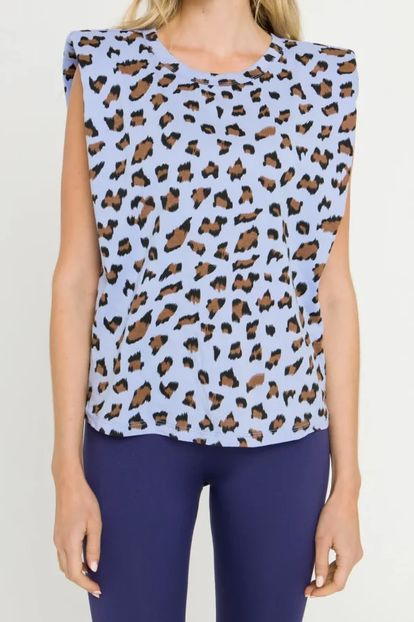 ENDLESS ROSE Tops*- Leopard Print Knit Shirt BLUEMULTI