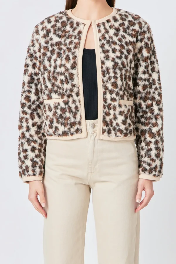 ENDLESS ROSE Jackets & Coats | Tops*- Leopard Sherpa Jacket IVORYMULTI