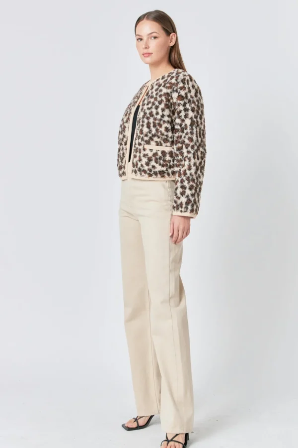 ENDLESS ROSE Jackets & Coats | Tops*- Leopard Sherpa Jacket IVORYMULTI