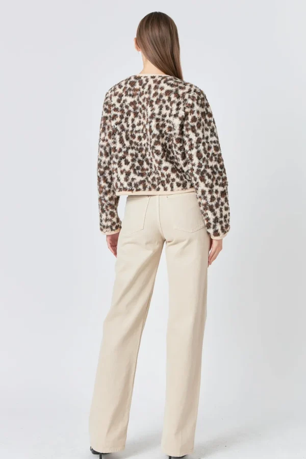 ENDLESS ROSE Jackets & Coats | Tops*- Leopard Sherpa Jacket IVORYMULTI