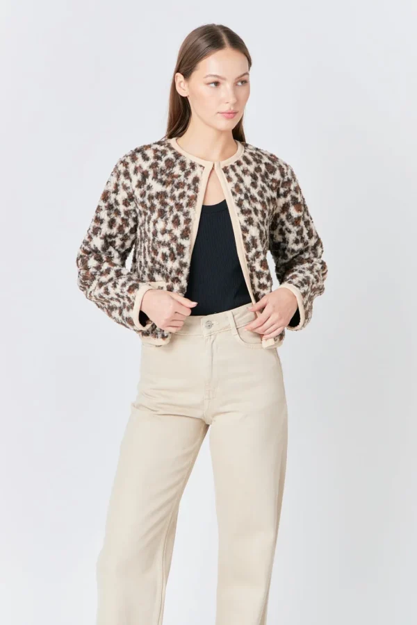 ENDLESS ROSE Jackets & Coats | Tops*- Leopard Sherpa Jacket IVORYMULTI