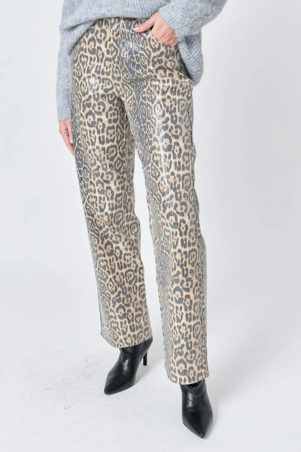 ENDLESS ROSE Pants | Tops*- Wide Leg Denim LEOPARD