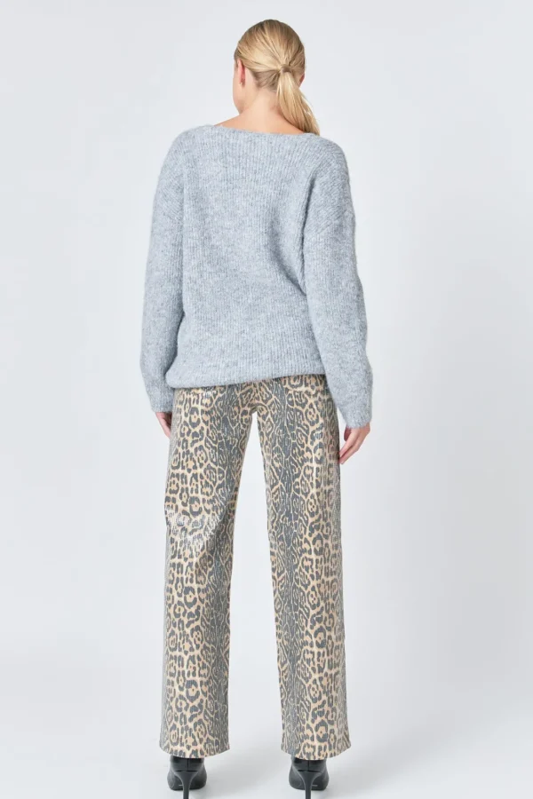 ENDLESS ROSE Pants | Tops*- Wide Leg Denim LEOPARD