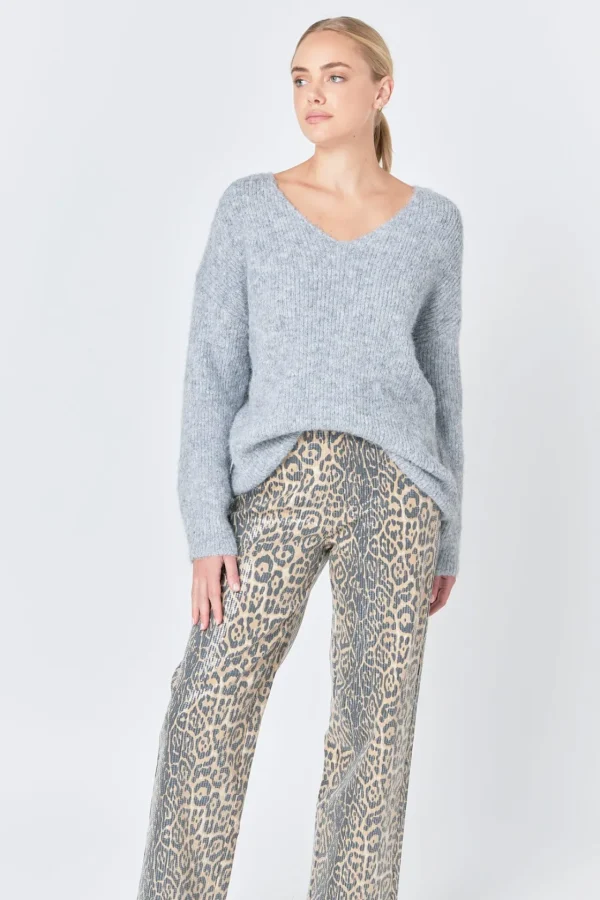 ENDLESS ROSE Pants | Tops*- Wide Leg Denim LEOPARD