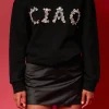 ENDLESS ROSE Tops*- Letter Patch Sweatshirt BLACK