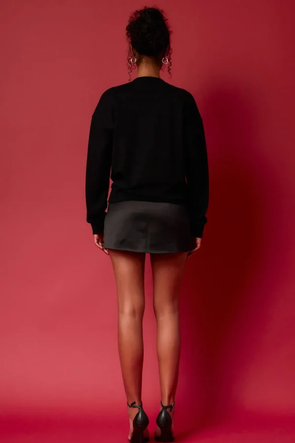 ENDLESS ROSE Tops*- Letter Patch Sweatshirt BLACK