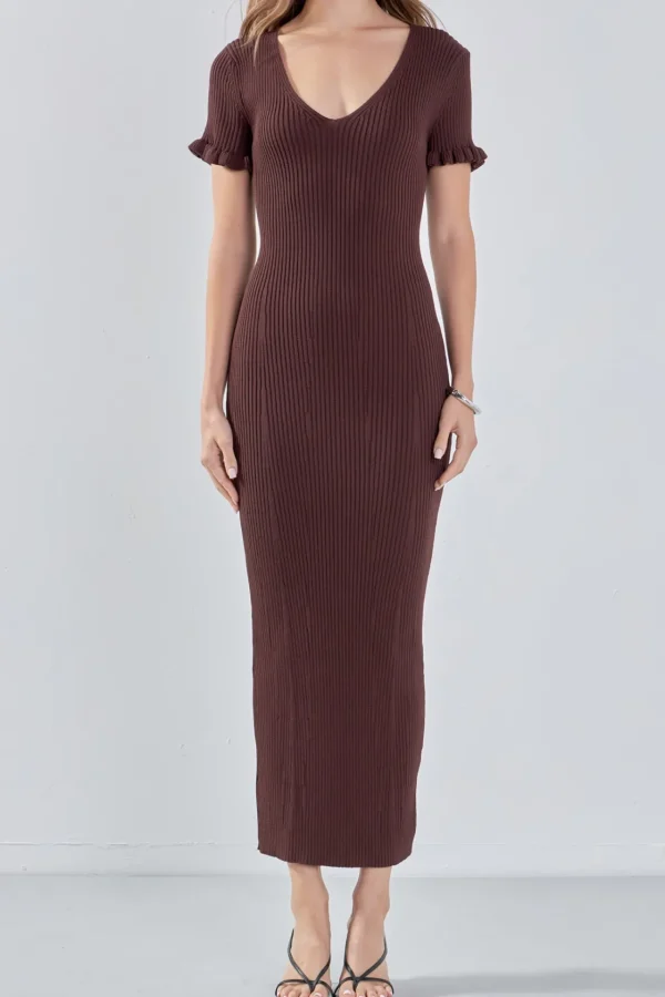 ENDLESS ROSE Sweaters & Knits | Tops*- Lettuce Edge Knit Dress CHOCOLATEBROWN