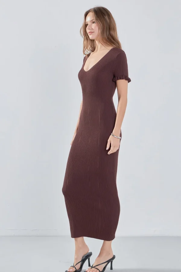 ENDLESS ROSE Sweaters & Knits | Tops*- Lettuce Edge Knit Dress CHOCOLATEBROWN